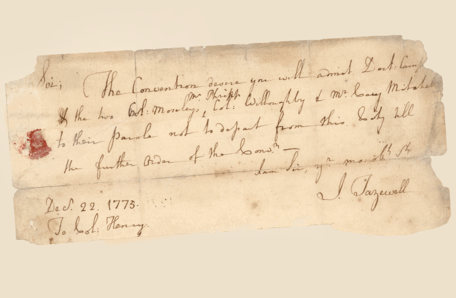 Original 1775 letter from John Tazewell Town Of Tazewell